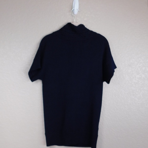 BCBG MaxAzria Navy V Neck Short Sleeve Sweater - Picture 2 of 4